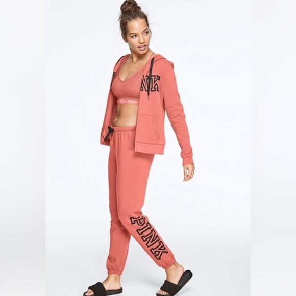 PINK Victoria's Secret Tops - Victorias Secret PINK Everyday Lounge Perfect Full Zip Hoodie XSmall Dusty Coral